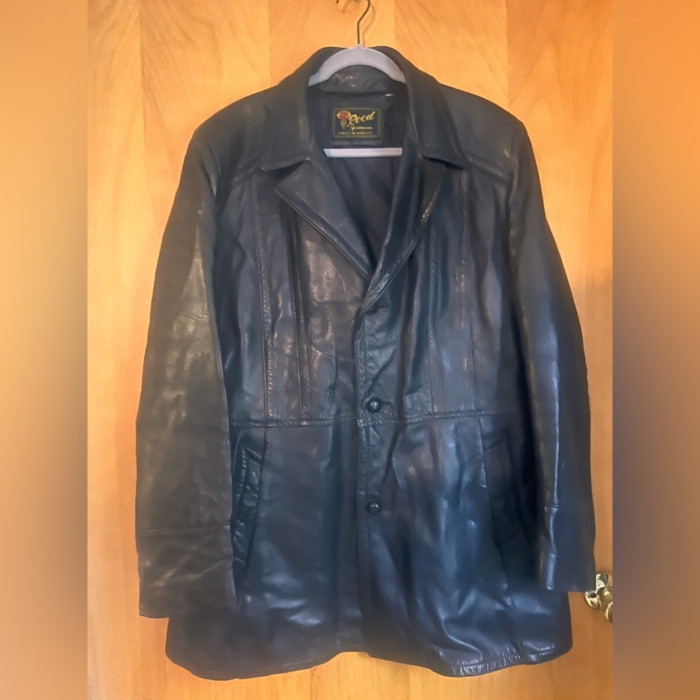 Vintage Men's Black Leather Coat